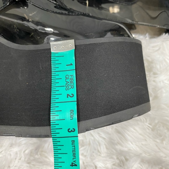 DEMONIA Trinity Clear Vinyl Knee High Platform Boots Buckles Smoke Gray Black 9 - Picture 10 of 14